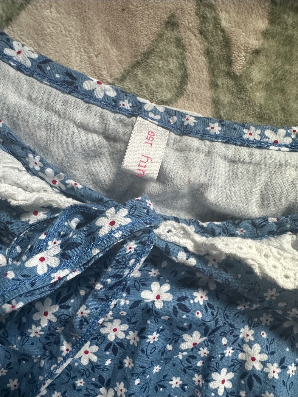Blue Floral Girls' Prairie Costume Dress with Bonnet 🦬🩵🏕️ - Picture 8 of 15